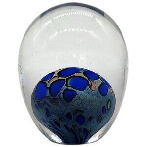 Rebecca Stewart Signed 1987 Mouth Blown Art Glass Paperweight Bubble Teardrop